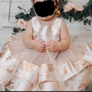 Beautiful pink tulle metallic rose gold toddler/baby dress